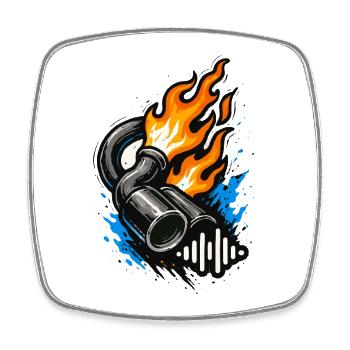 Flammender Auspuff Tuning Shirt Auto Motorrad - Viereckiger Kühlschrankmagnet - Weiß - Vorne