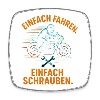 Easy Riding Just Screwing Biker Shirt - Magnet carré - blanc - Devant