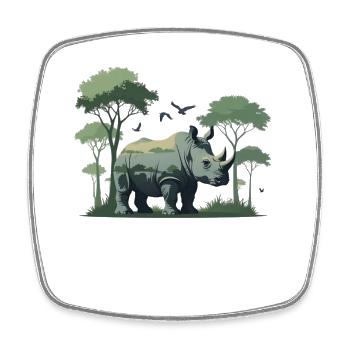 Guardian of the Savannah Rhino Illustration - Square fridge magnet - white - Front
