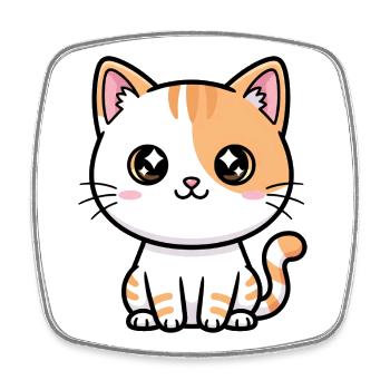 Kawaii Calico Kitty - Magnet carré - blanc - Devant