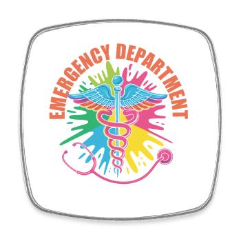Emblème d’urgence coloré - Magnet carré - blanc - Devant
