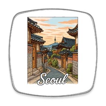 Seoul, South Korea - Square fridge magnet - white - Front