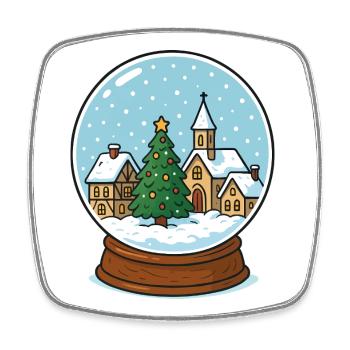 Village d’hiver à Snow Globe - Magnet carré - blanc - Devant