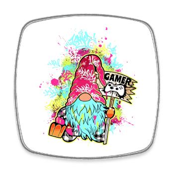Gamer Gnome Street Art Graffiti Urban Gaming - Square fridge magnet - white - Front