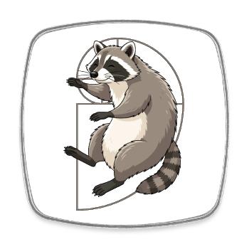 Fibonacci Raccoon Spiral - Viereckiger Kühlschrankmagnet - Weiß - Vorne
