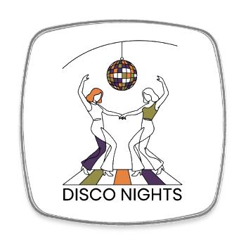 Disco Groove Reto  - Viereckiger Kühlschrankmagnet - Weiß - Vorne