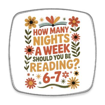 Reading motivation 6-7 nights retro flowers - Square fridge magnet - white - Front