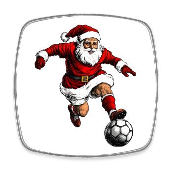 Footballeur Noël / Soccer Père Noël - Magnet carré - blanc - Devant