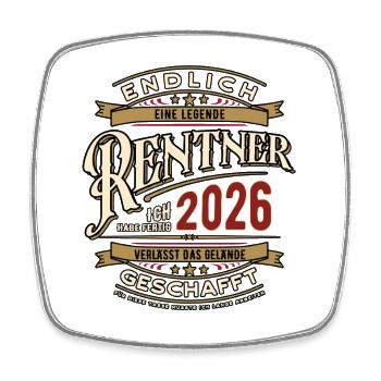 Retraité 2026 - Retraite - Mug pension - Magnet carré - blanc - Devant