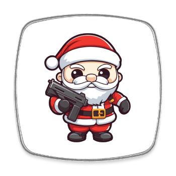 Santa Claus Gun Comic Christmas - Square fridge magnet - white - Front