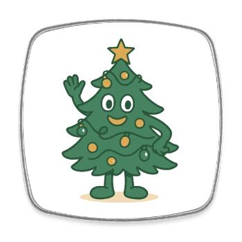 Lustige Weihnachtsbaum Cartoon Familie Urlaub - Viereckiger Kühlschrankmagnet - Weiß - Vorne