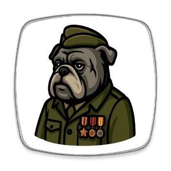 Bouledogue vétéran avec médailles Mascotte militaire Art - Magnet carré - blanc - Devant
