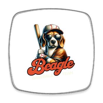 Beagle Baseball Team Beagle Und Baseball Liebhaber - Viereckiger Kühlschrankmagnet - Weiß - Vorne