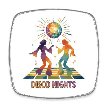 Disco Nights Aquarelle | Soirée dansante rétro des années 70 - Magnet carré - blanc - Devant