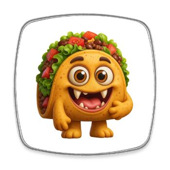 Taco Monster - Viereckiger Kühlschrankmagnet - Weiß - Vorne