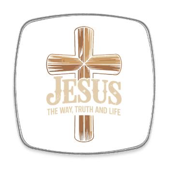 Bibelvers: Jesus Der Weg, Wahrheit Und Leben - Viereckiger Kühlschrankmagnet - Weiß - Vorne