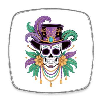 Karneval Skull Shirt für Mardi Gras Fans - Viereckiger Kühlschrankmagnet - Weiß - Vorne