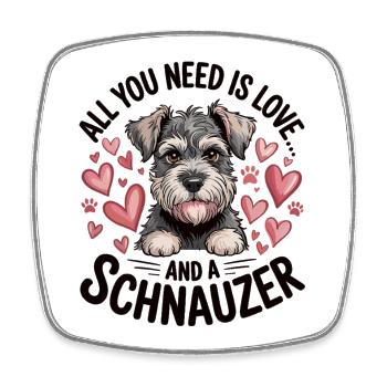 Niedlicher Schnauzer Hund  - Viereckiger Kühlschrankmagnet - Weiß - Vorne