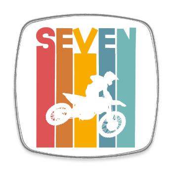 7e anniversaire Motocross - Magnet carré - blanc - Devant