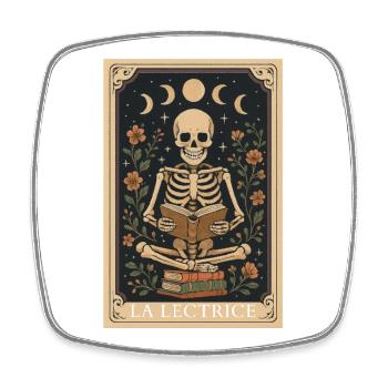 The Gothic Skeleton Tarot Card Reader - Square fridge magnet - white - Front