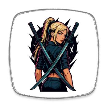 combattant avec katana action héroïne manga anime - Magnet carré - blanc - Devant