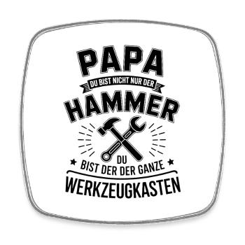 Papa Hammer Werkzeugkasten - Viereckiger Kühlschrankmagnet - Weiß - Vorne
