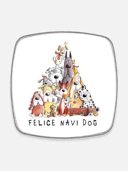 Felice Navi Dog Hunde Weihnachten Spruch  - Viereckiger Kühlschrankmagnet - Weiß