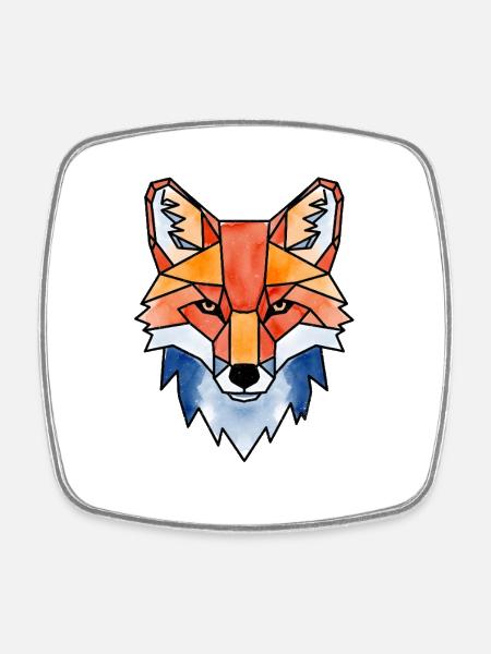 Geometrischer Aquarellfuchs Fuchs Wasserfarben - Viereckiger Kühlschrankmagnet - Weiß