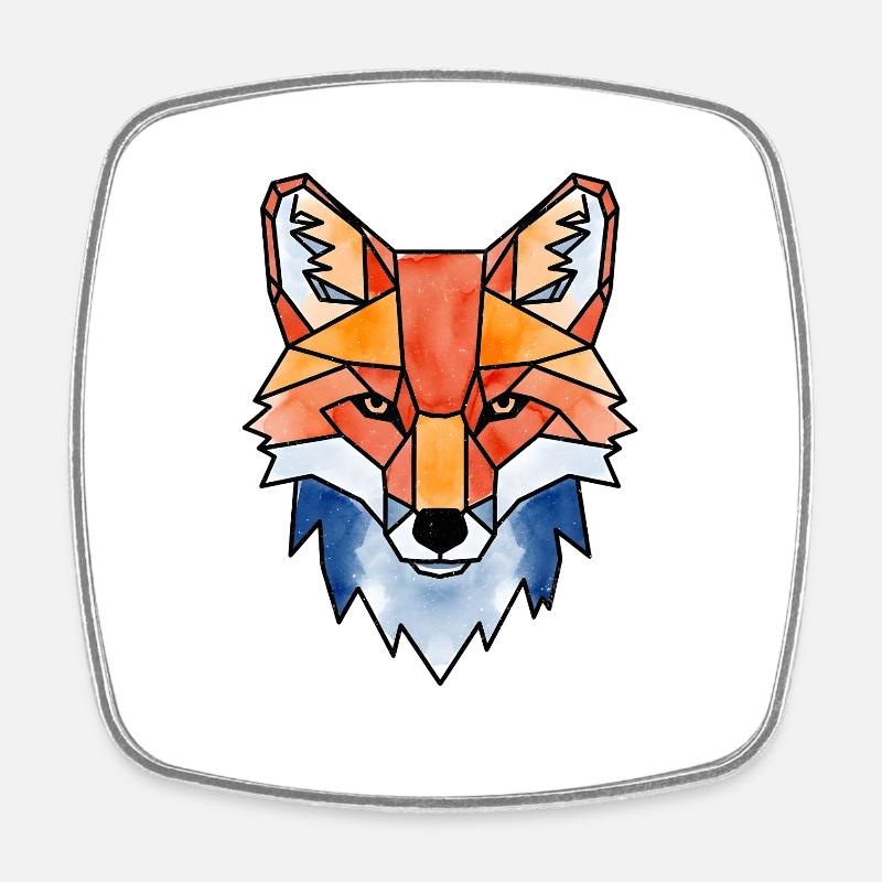 Geometrischer Aquarellfuchs Fuchs Wasserfarben - Viereckiger Kühlschrankmagnet - Weiß