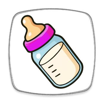 Baby Bottle Cartoon - Square fridge magnet - white - Front