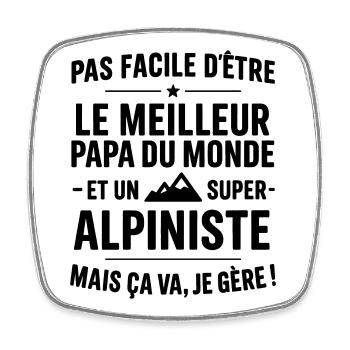 Heart + Mountaineering – Super Dad Mountaineer - Square fridge magnet - white - Front
