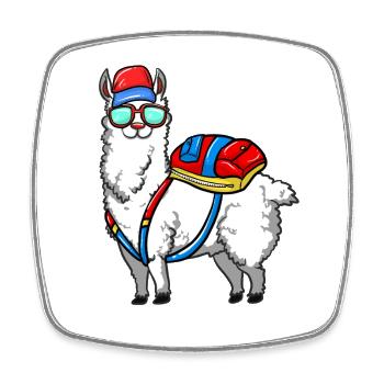 Llama Back to School Kids Class of 2026 Fun - Square fridge magnet - white - Front