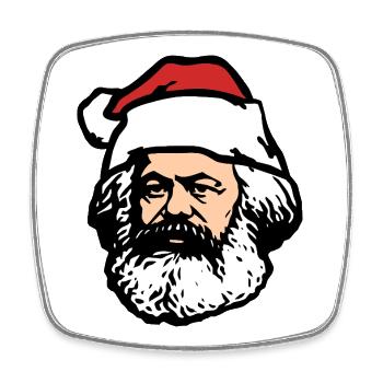 Karl Marx Santa Claus | Silhouette – classic - Square fridge magnet - white - Front