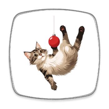 Cat acrobat ball game - Square fridge magnet - white - Front
