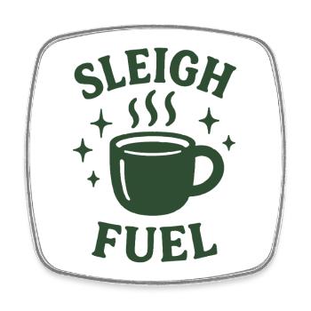 Sleigh Fuel Kaffeebecher Urlaub Humor - Viereckiger Kühlschrankmagnet - Weiß - Vorne