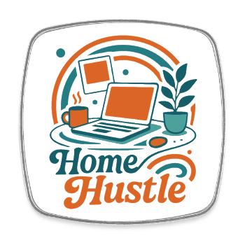 Home Hustle Everyday life on the laptop - Square fridge magnet - white - Front