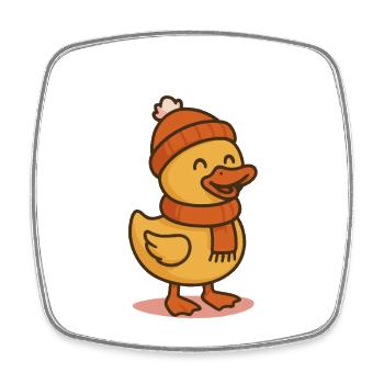 Cute Duck Winter Holiday Christmas Fun - Square fridge magnet - white - Front