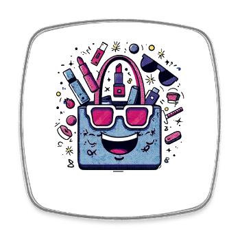 Cheerful Cosmetic Bag Popart Style - Square fridge magnet - white - Front