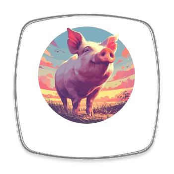 Schweine Schwein - Viereckiger Kühlschrankmagnet - Weiß - Vorne