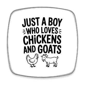 Juste un garçon qui aime les poulets et les chèvres - Magnet carré - blanc - Devant