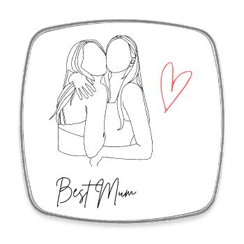 Beste Mama mit Herz - Best Mum - Viereckiger Kühlschrankmagnet - Weiß - Vorne