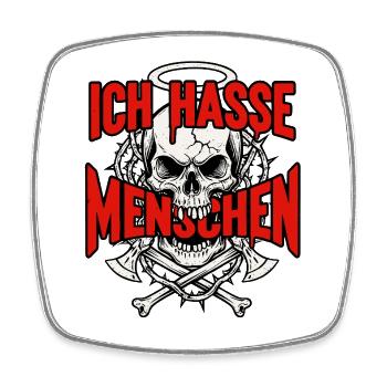 I Hate People Skull Skull - Square fridge magnet - white - Front