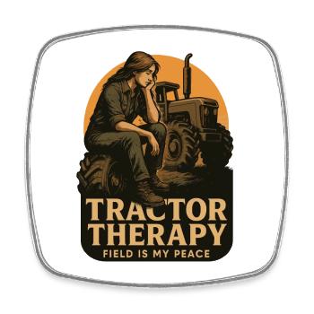Tractor Therapy Field Is My Peace - Viereckiger Kühlschrankmagnet - Weiß - Vorne