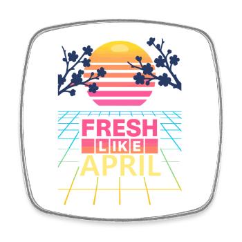 FRESH LIKE APRIL Fleur de cerisier printanier rétro - Magnet carré - blanc - Devant