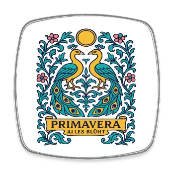 Primavera Ailes Blüht Frühlings Vogel Ornament - Viereckiger Kühlschrankmagnet - Weiß - Vorne