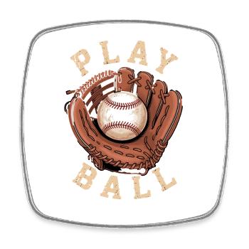 Baseball Spiel Handschuh Play Ball Design - Viereckiger Kühlschrankmagnet - Weiß - Vorne