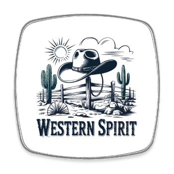 Western Vintage Cowboy - Viereckiger Kühlschrankmagnet - Weiß - Vorne