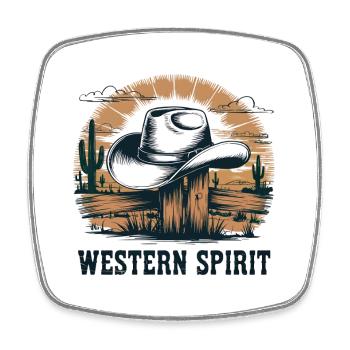 Western Spirit – Vintage Cowboy - Viereckiger Kühlschrankmagnet - Weiß - Vorne
