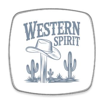 Western Spirit – Vintage Cowboy - Viereckiger Kühlschrankmagnet - Weiß - Vorne