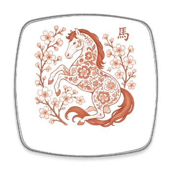 Nouvel An de la femme chinoise l’année du cheval - Magnet carré - blanc - Devant